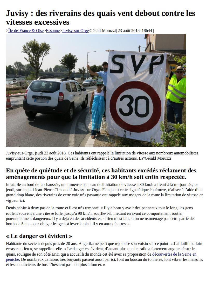 Article parisien vitesse quai