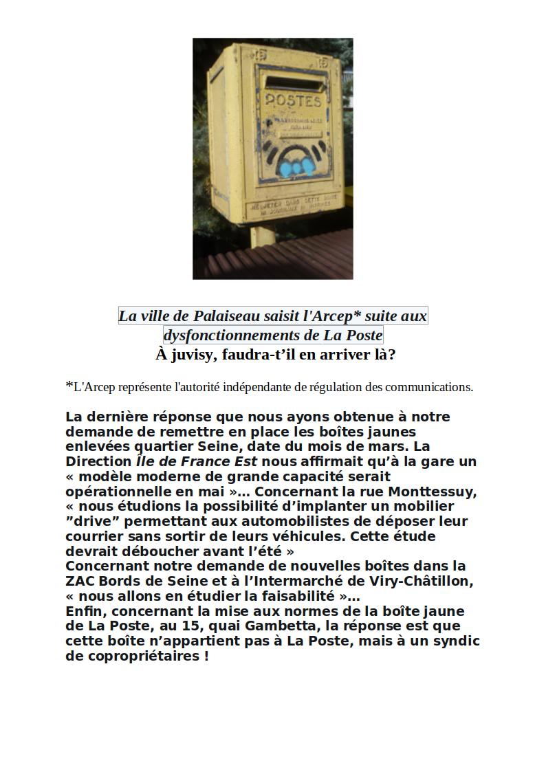 La ville de Palaiseau saisit l 1